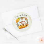 秋はリスと空気タイポグラフィにある ラウンドシール (封筒)