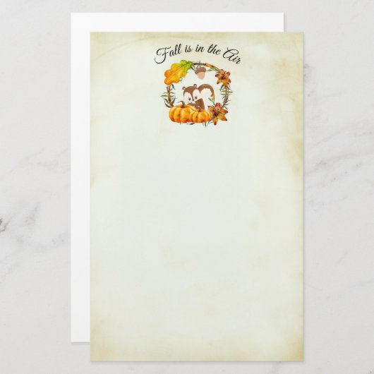 秋はリスと空気タイポグラフィにある 便箋 (正面/裏面)