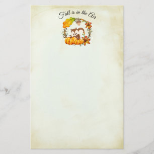 秋はリスと空気タイポグラフィにある 便箋