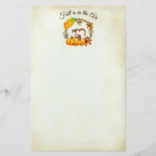 秋はリスと空気タイポグラフィにある 便箋 (正面)