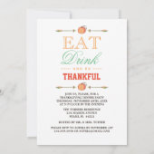 秋は与え感謝祭感謝していディナー 招待状 (裏面)