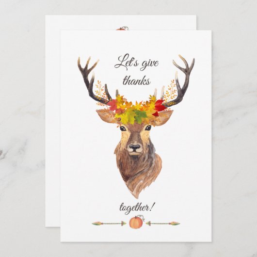 秋は与え感謝祭感謝していディナー 招待状 (正面/裏面)