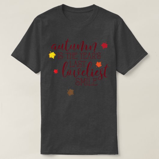 秋は何年も最後に愛らしいスマイル紅葉 Tシャツ (デザイン正面)
