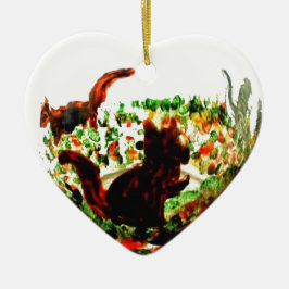 秋は動物の芸術を蓄えます セラミックオーナメント