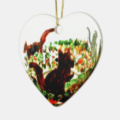 秋は動物の芸術を蓄えます セラミックオーナメント (左)