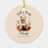 秋は変化が美しいという証明 – キツネ セラミックオーナメント (正面)