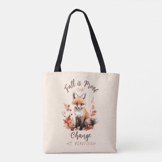 秋は変化が美しいという証明 – キツネ トートバッグ (裏面)