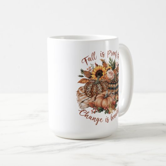 秋は変化が美しいカボチャであることを証明している コーヒーマグカップ (正面右)