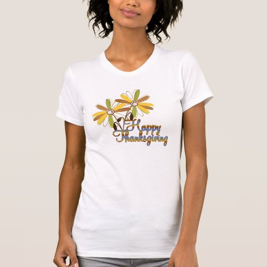 秋は幸せな感謝祭のTシャツ咲きます Tシャツ (正面)