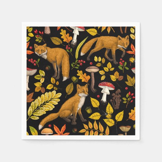 秋は狐の色を付ける スタンダードカクテルナプキン (正面)