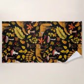 秋は狐の色を付ける ビーチタオル (正面)