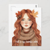 秋は私のお気に入りの色かわいい ポストカード (正面/裏面)