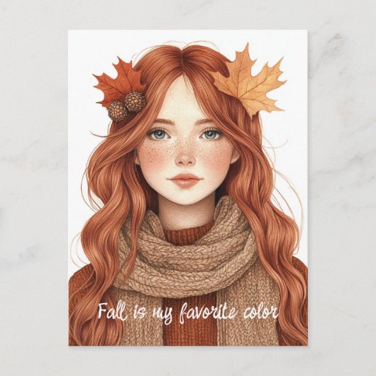 秋は私のお気に入りの色かわいい ポストカード (正面)