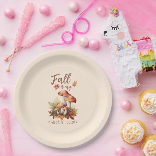秋は私のお気に入りの色 – キノコ ペーパープレート (パーティー)