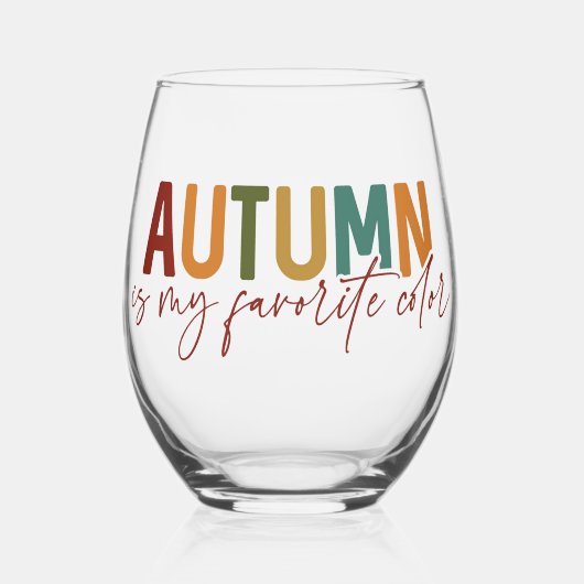 秋は私のお気に入りの色 ステムなしワイングラス (正面)