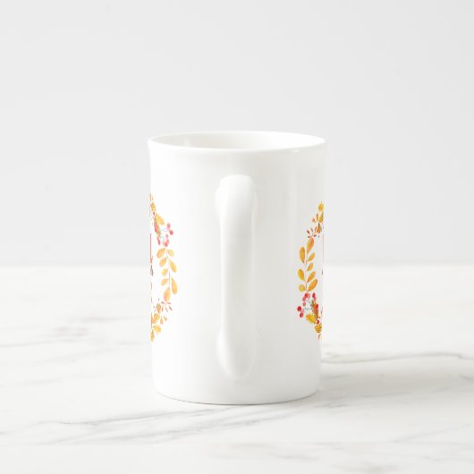 秋は私のカラーお気に入りの紅葉カボチャ ボーンチャイナマグカップ (裏面)