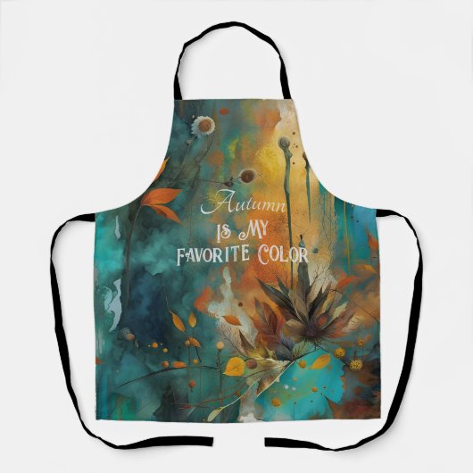 秋は私の色お気に入りの錆金ゴールド抽象芸術 エプロン (正面)