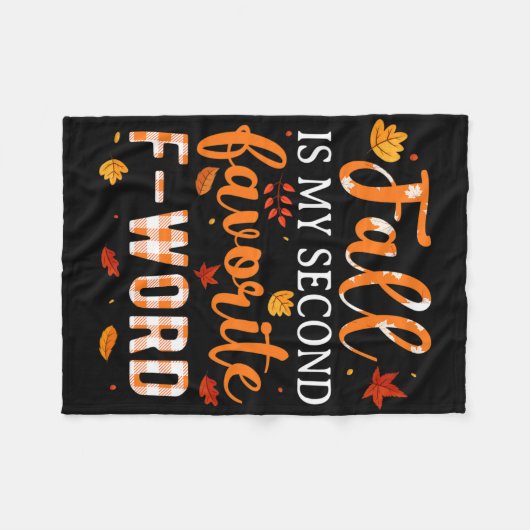 秋は私の2番目のお気に入りのFワードおもしろいことわざ秋 フリースブランケット (正面(横))