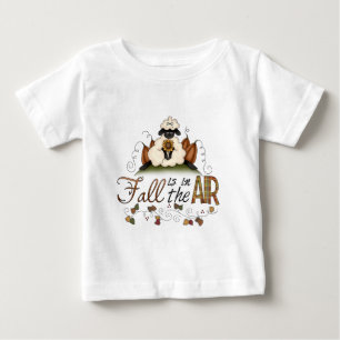 "秋は空中にある"秋の羊の乳児トップ ベビーTシャツ