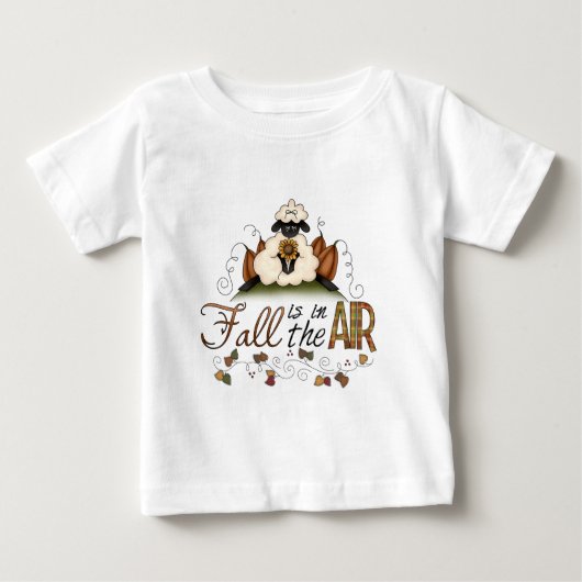 "秋は空中にある"秋の羊の乳児トップ ベビーTシャツ (正面)