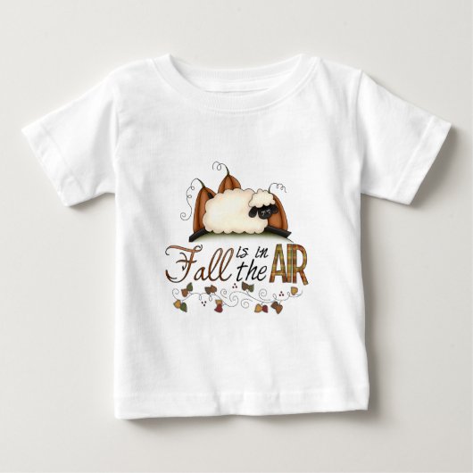 "秋は空中にある"秋の羊の幼児のトップ ベビーTシャツ (正面)