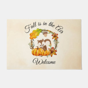 秋は空気ことわざでSquirrel Welcomeを持つ ドアマット