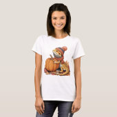 秋ひげドラゴンとパンプキンアート Tシャツ (正面フル)