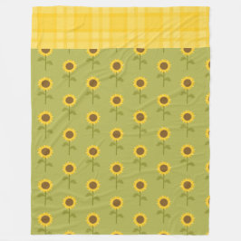 秋ひまわりかわいらし付き緑 フリースブランケット