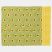 秋ひまわりかわいらし付き緑 フリースブランケット (正面(横))