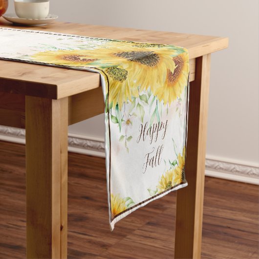 秋ひまわりのカスタマイズ可能な文字の短冊 ショートテーブルランナー (インサイチュ)