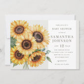 秋ひまわりエレガント赤ちゃんシャワー招待状 招待状 (正面)