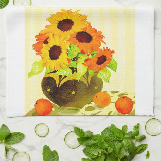 秋ひまわりキッチンティータオル キッチンタオル (折り畳み)
