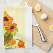 秋ひまわりキッチンティータオル キッチンタオル (四つ折り)