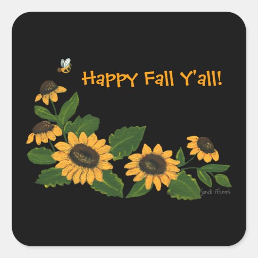 秋ひまわりシール スクエアシール (正面)