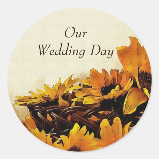 秋ひまわりシール ラウンドシール (正面)