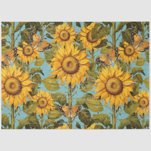 秋ひまわりバタフライブルーエフエメラデクページ 薄葉紙 (正面)