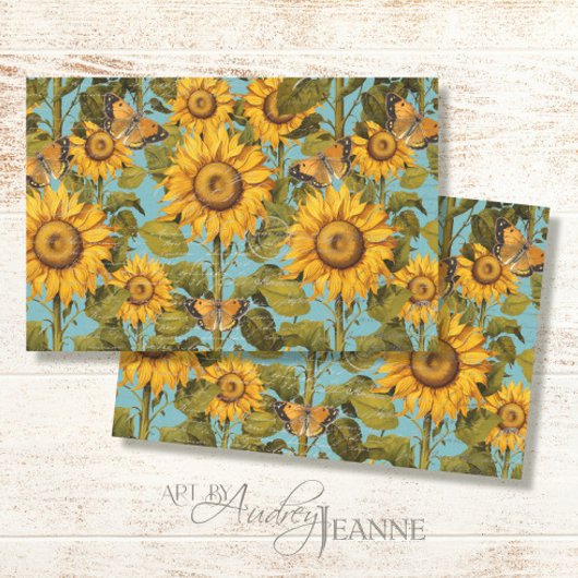 秋ひまわりバタフライブルーエフエメラデクページ 薄葉紙