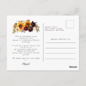 秋ひまわりバラブライダルシャワー招待 ポストカード (裏面)