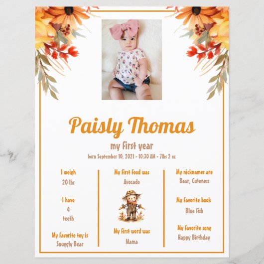 秋ひまわりファーム1th誕生日マイルストーンポスター (正面)