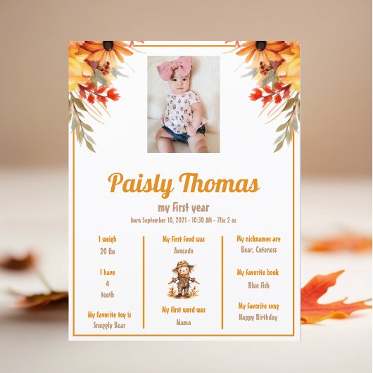 秋ひまわりファーム1th誕生日マイルストーンポスター