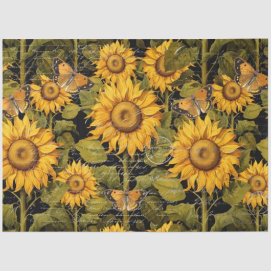 秋ひまわりフラワーエフェメラバタフライデクページ 薄葉紙 (正面)