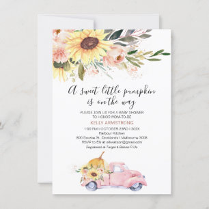 秋ひまわりフローラかぼちゃトラックベビーシャワー 招待状
