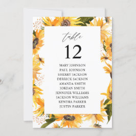 秋ひまわりフローラテーブル番号座席表 招待状