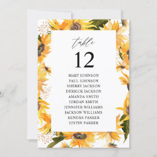 秋ひまわりフローラテーブル番号座席表 招待状