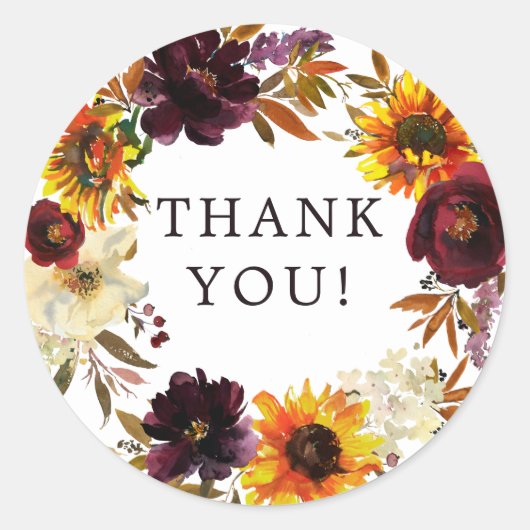 秋ひまわりフローラブライダルシャワークラシックRou ラウンドシール (正面)