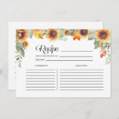 秋ひまわりフローラブライダルシャワーレシピカード エンクロージャーカード (正面/裏面)