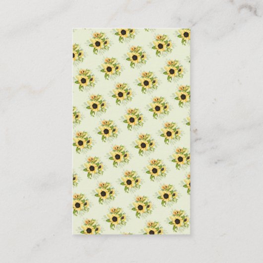 秋ひまわりフローラ赤ちゃんシャワーおむつラッフル エンクロージャーカード (裏面)