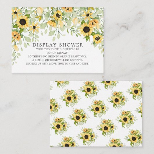秋ひまわりブライダルシャワーディスプレイシャワー エンクロージャーカード (正面/裏面)
