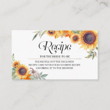 秋ひまわりブライダルシャワーレシピ囲いカード