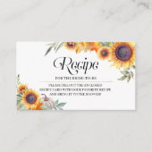 秋ひまわりブライダルシャワーレシピ囲いカード エンクロージャーカード (正面)
